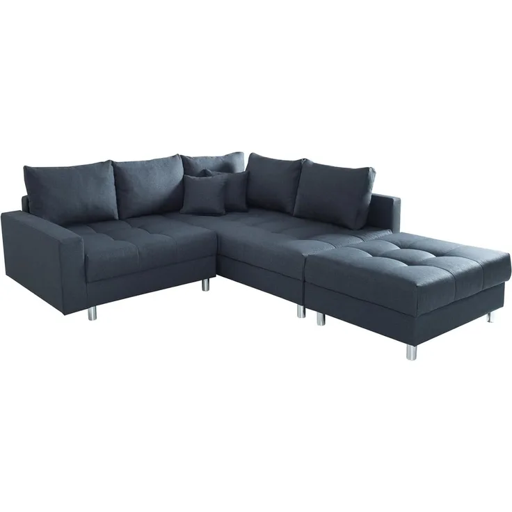 riess-ambiente Ecksofa KENT 220cm anthrazit, Set 2 Teile, Wohnzimmer · Couch · Stoff-Bezug · Federkern · inkl. Hocker · Design