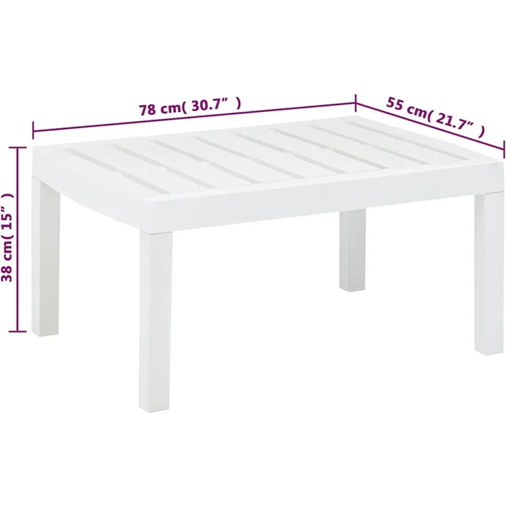 Gartentisch, Balkontisch, Beistelltisch Weiß 78x55x38 cm Kunststoff – Bild 5