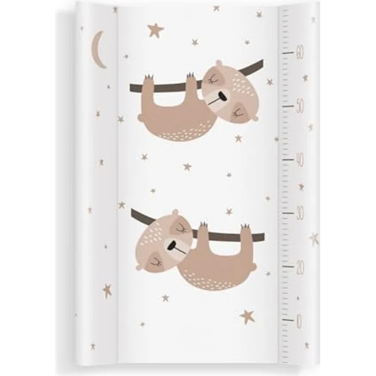 Wickelauflage 70x47 cm, Weiß mit Faultieren – abwaschbar & weich, profilierte Ränder für mehr Sicherheit – Wickeltischauflage für Wickelkommode – Baby Wickelunterlage mit Komfortfüllung – Bild 2