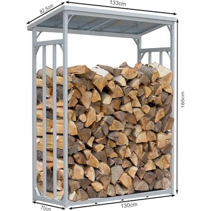 Quick Star Kaminholzregal ALU Kaminholzregal 130x70x185 cm, BxTxH:130x70x185 cm, Wetterschutz inklusive – Bild 8