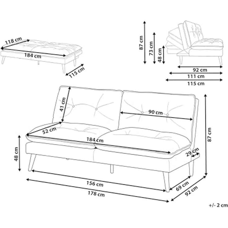 Schlafsofa 3-Sitzer YILA Stoff Grün – Bild 3