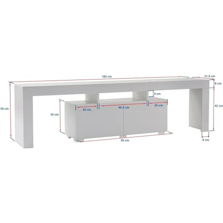 Dmora TV-Schrank Govone 180x31,3x50h cm Grau 2 Böden, 2 Türen – Bild 3