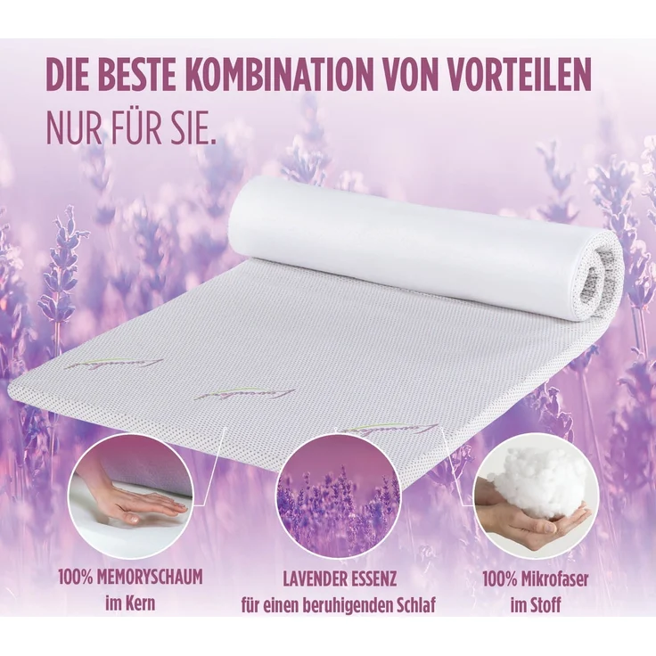 Matratzenauflage Erhöhen den Schlafkomfort mit ViscoCell Memory-Schaum Matratzenauflage Vitapur weiß (H 3.5 x T 200 x B 120 cm) – Bild 6