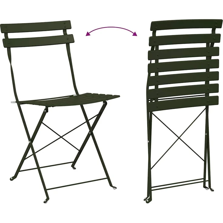 vidaXL Gartenklappstuhl 2 pcs Grün 42 x 46 x 82cm Metall 42002955 – Bild 10