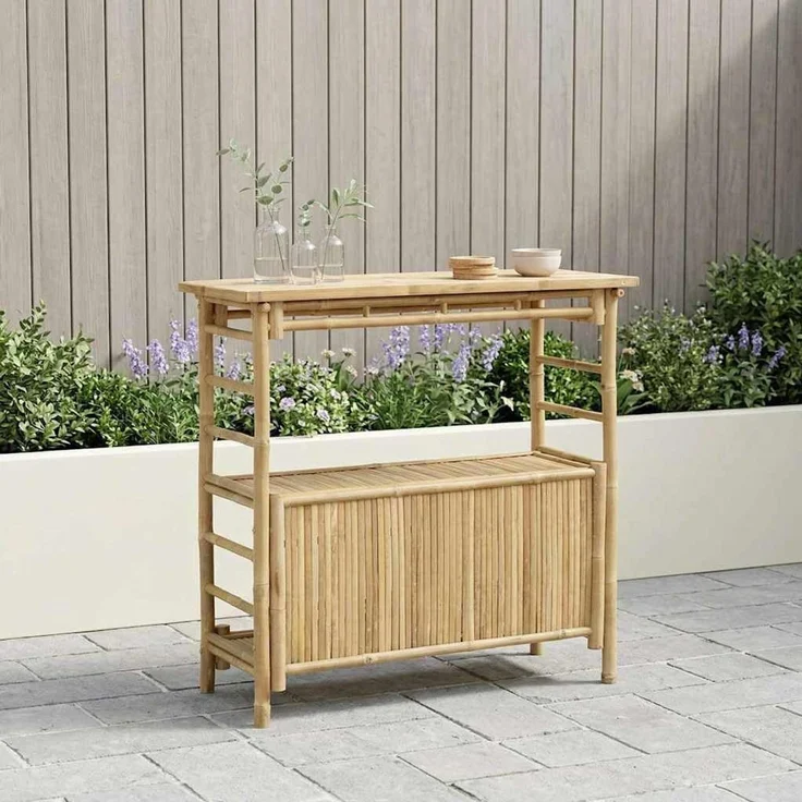 vidaXL Outdoor Bartisch Natur 110 x 50 x 105 cm Bambus 42028063 – Bild 2