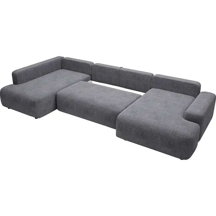 Vente-unique - DAVISO Sofa Stoff Grau - B 204 cm x H 87 cm x L 360 cm – Bild 5