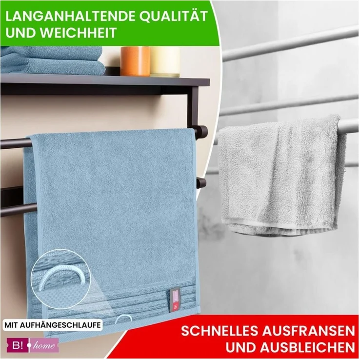 B!HOME Handtücher Set Saunatücher, Duschtücher, Gästehandtücher 100% Baumwolle, (Spar-Set, 4-St), flauschig saugfähig Frottee weich – Bild 3