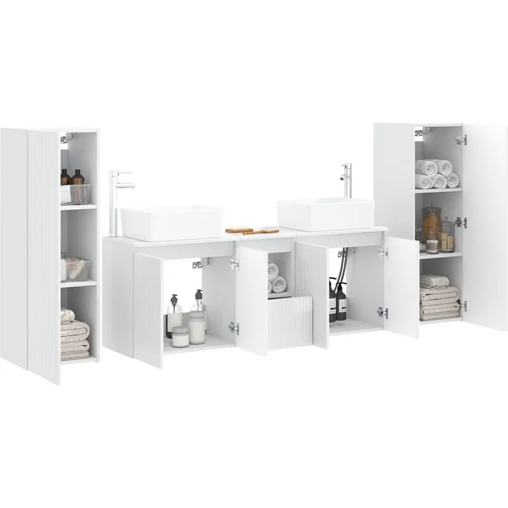 vidaXL Badezimmerschrank-Set 5 stk. Hochglanz Weiß 136 x 35 x 80 cm 3405997 – Bild 3