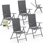 Juskys 'Calena' Gartenstuhl-Set 4-tlg., klappbar mit 7-fach verstellbarer Rückenlehne, Textilgewebe anthrazit