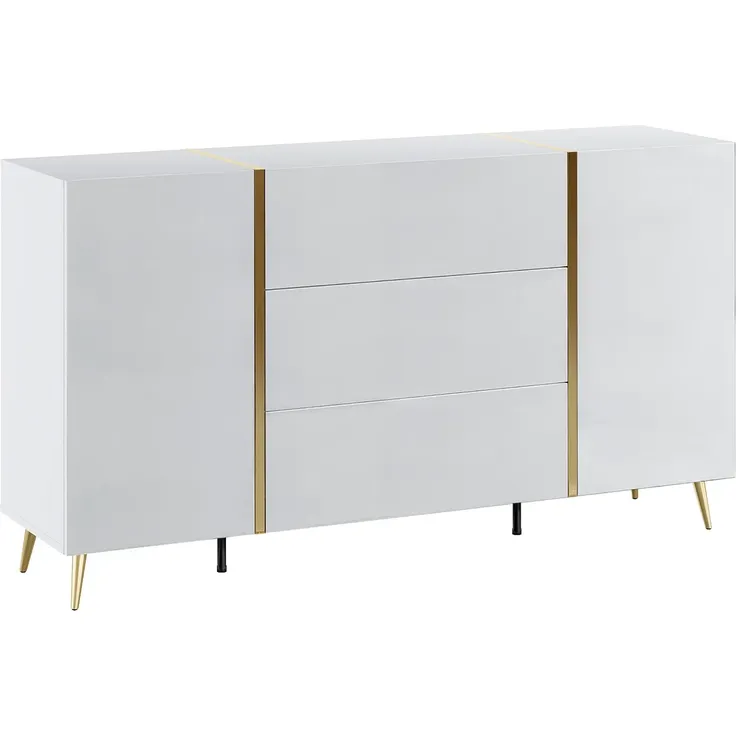 Vente-unique - MARZIALO Sideboard Holz, Platte WeißGoldfarben - B 41 cm x H 87,2 cm x L 158 cm – Bild 4