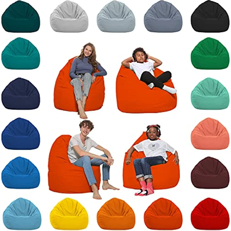 HomeIdeal - Sitzsack XXL Bodenkissen für Erwachsene & Kinder - Geeignet für Gaming oder Entspannen - Indoor wie Outdoor da er Wasserfest ist - mit EPS Perlen, Farbe:Neonorange, Größe:XXL – Bild 2