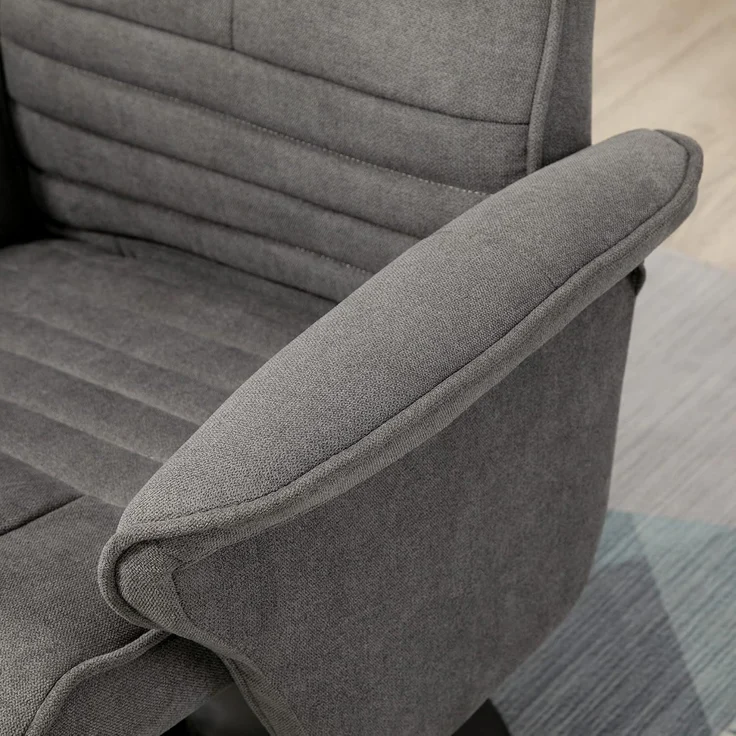 HOMCOM Relaxsessel Relaxstuhl mit Fußhocker, verstellbare Rückenlehne (Liegesessel, 2-St, Fernsehsessel), für Wohnzimmer, Schlafzimmer, Samt, Dunkelgrau – Bild 8