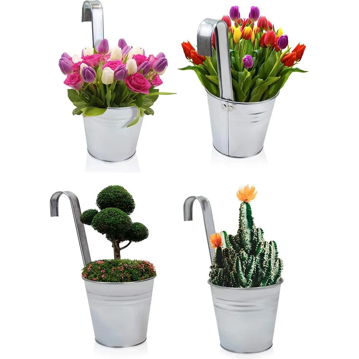 6 x Blumentopf Hngetopf Pflanztopf Hngetpfe Blumen Topf Krutertopf Zink – Bild 8