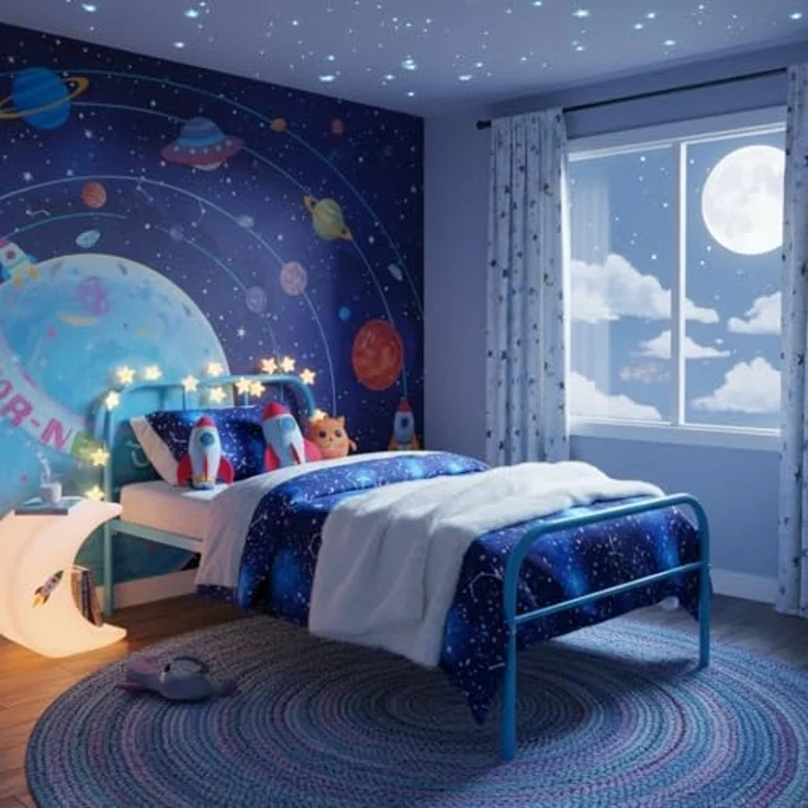 FurnitureR Bettgestell für Einzelbett, aus Metall, Farbiger Bettrahmen mit Lattenrost und Kopfteil, Bett für Schlafzimmer, Junior, geeignet für 190x90 cm, Matratze, blau – Bild 4