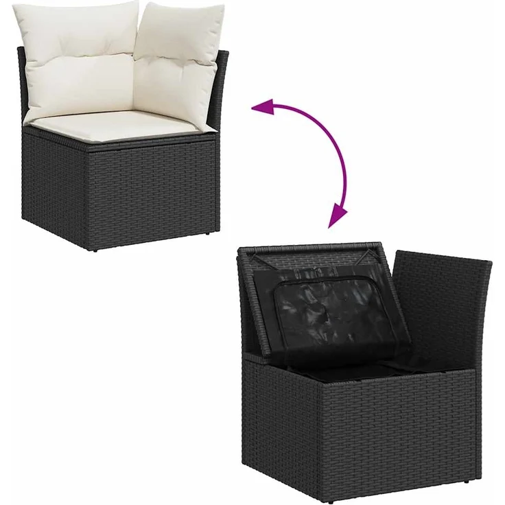 vidaXL 9-tlg. Garten-Sofagarnitur mit Kissen Schwarz Poly Rattan 3328099 – Bild 8