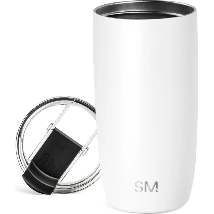 Simple Modern Thermobecher Kaffeebecher to go mit Klappdeckel | Isolierter Edelstahl-Kaffeebecher | Geschenke für Frauen und Männer | Voyager | 470ml | Winter White