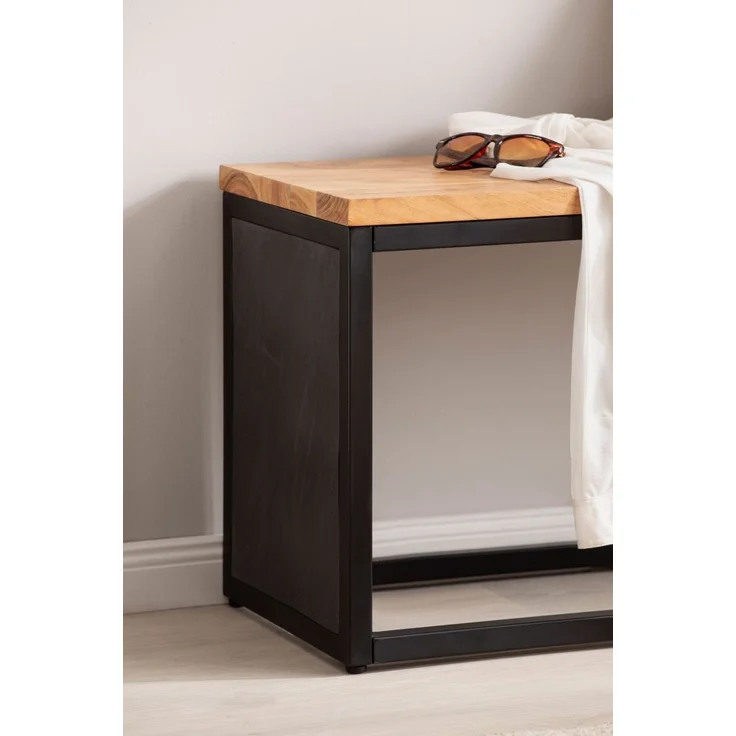Sitzbank Akazie Massivholz / Steinoptik 120x45x35 cm Flurbank mit Metallgeste... – Bild 5
