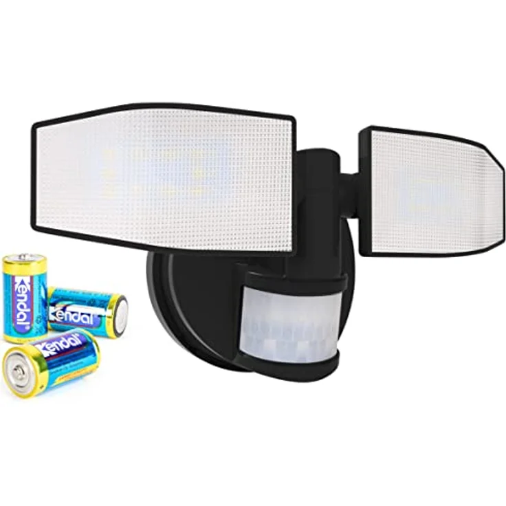 Northpoint LED Wandstrahler Bewegungsmelder 2 Fluter-Köpfe Schwenkbar Batterie 400L – Bild 2