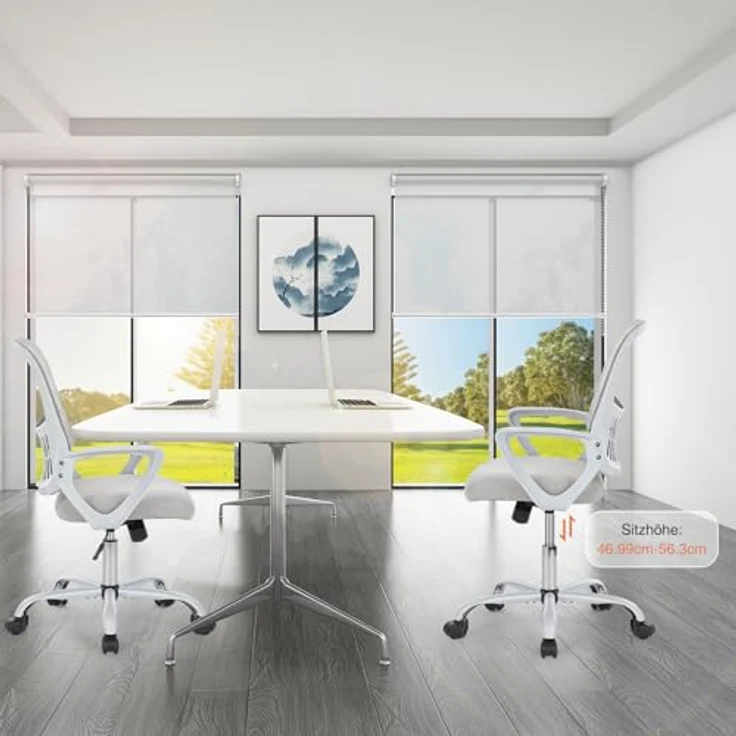 Sweetcrispy Bürostuhl Ergonomisch, Schreibtischstuhl mit Lendenwirbelstütze, Verstellbaren Armlehnen Drehstuhl, Höhenverstellbarer Office Chair, Bürostühle Geeignet für Büro und Schlafzimmer, Grau – Bild 8