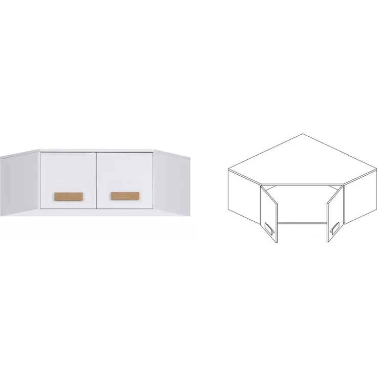 Marmex Möbel Grant Set-11 Jugendzimmer Komplett-Set 7-teilig mit Eckkleiderschrank, Kinderzimmermöbel mit Schreibtisch, laminierte Spanplatte, weiß+riviera Eiche – Bild 2