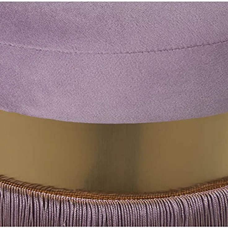 DRW Gepolsterter Sitzsack mit Fransen und Stahlband in Rosa und Gold, 40 x 44 x 7 cm – Bild 3