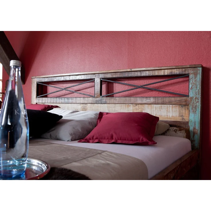 Bett Altholz 186x216x100 mehrfarbig lackiert NATURE OF SPIRIT #47 – Bild 4