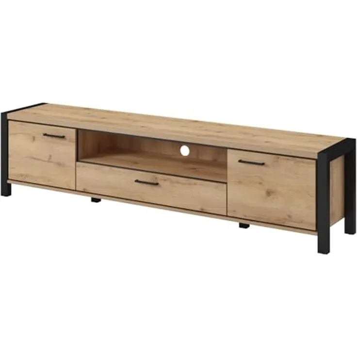 Lomadox Lowboard ACCRA-83, TV in Taurus Eiche Nb. und schwarzem Gestell, B/H/T: ca. 210/50/41 cm