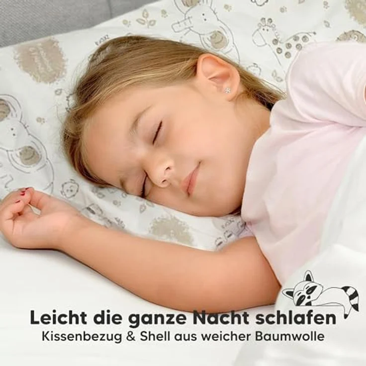 Kopfkissen Kleinkind mit Kissenbezug - Weich Bio Baumwolle Kissen Kinder zum Schlafen - Waschbar Kleinkind Kopfkissen - Kinderkopfkissen für Kleinkinder (KeaSafari) – Bild 8