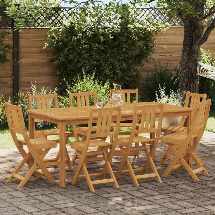 vidaXL Außen Bistro-Stühle mit Kissen 8 pcs Natur 40 x 42 x 85 cm 3416292 – Bild 1