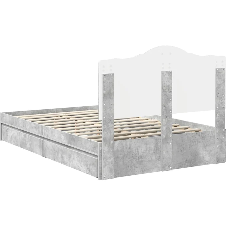 vidaXL Aufbewahrungsbett Beton Grau 135 x 190 cm Holzwerkstoff 3413516 – Bild 9