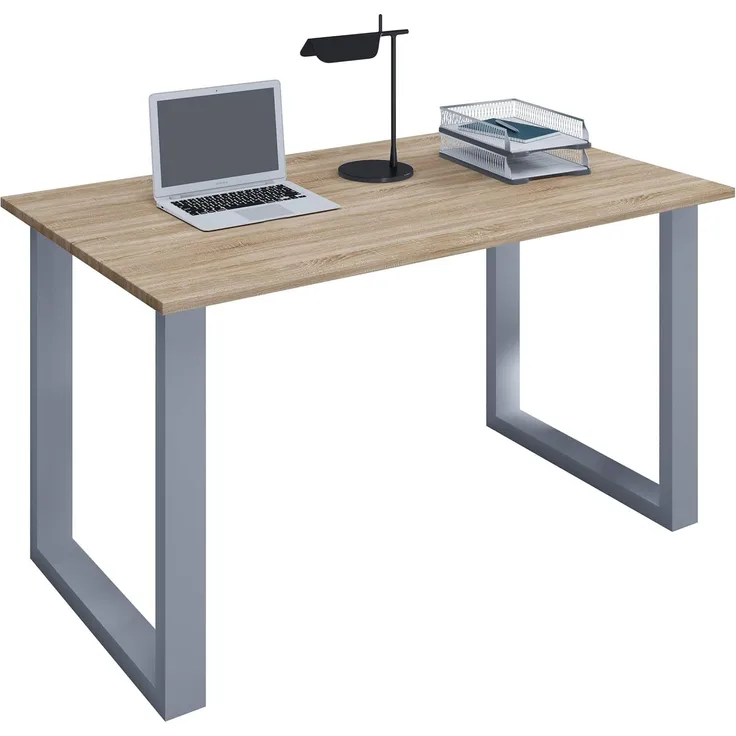 VCM Schreibtisch Lona 914622 Silber / Sonoma-Eiche H. 76 x B. 80 x T. 50 cm