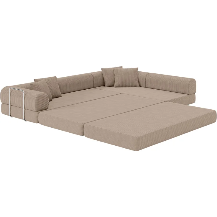 skølm 'Lofn' Modulares Sofa 4 Sitzer, 300x200 cm, Vollschaumcouch mit Metallgestell, Cord taupe, Schlafsofa vakuumverpackt, kein Aufbau erforderlich – Bild 15