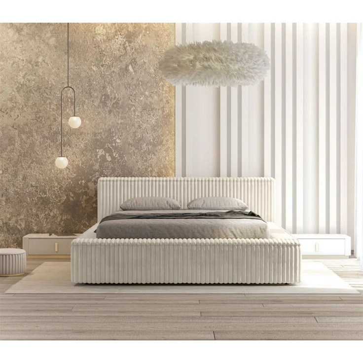 Polsterbett Doppelbett TULSA 160x200cm in Stoff Vito Creme – Bild 2