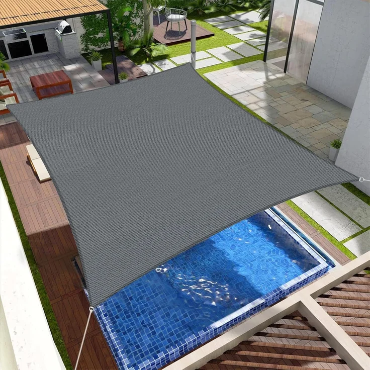 SUNNY GUARD Sonnensegel Rechteckig 2.5x2.5 m Sonnenschutz Atmungsaktiv HDPE UV Schutz für Balkon Terrasse Garten, Grau Anthrazit – Bild 1