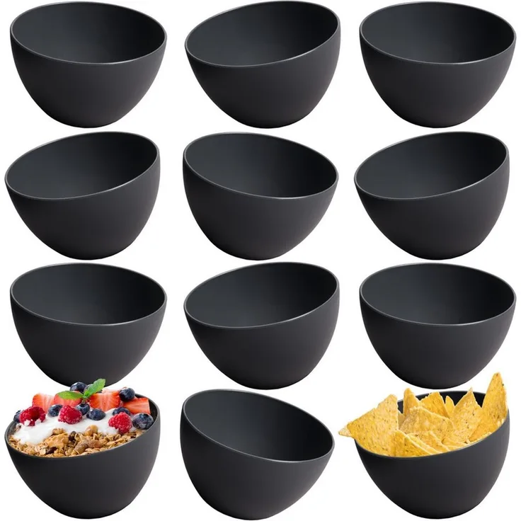 Hausfelder Müslischale Bowl Schüssel 12er Set (Anthrazit), Kunststoff, (12-tlg), Ø 13,5 cm, mikrowellengeeignet, spülmaschinengeeignet