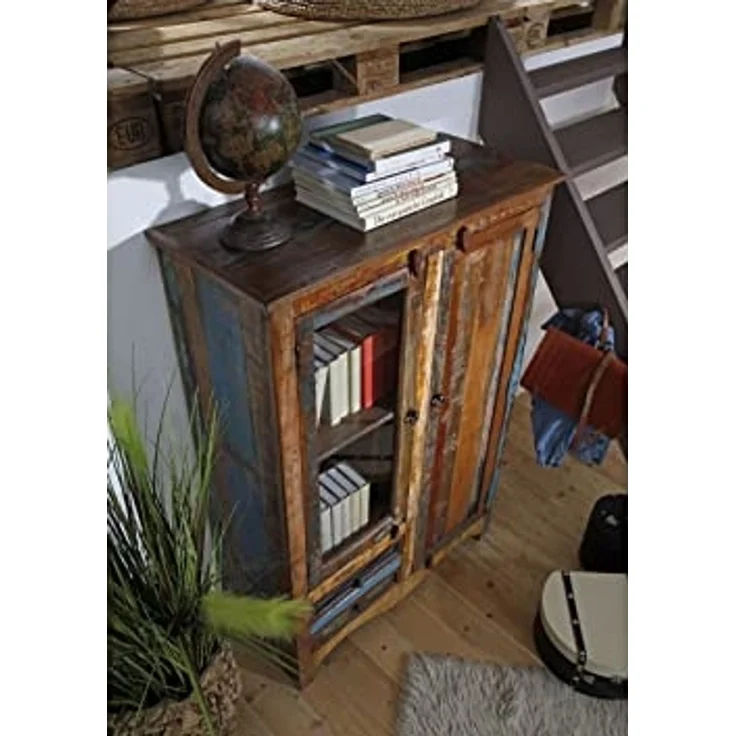Vitrine Altholz 95x42x140 mehrfarbig lackiert NATURE OF SPIRIT #51 – Bild 2
