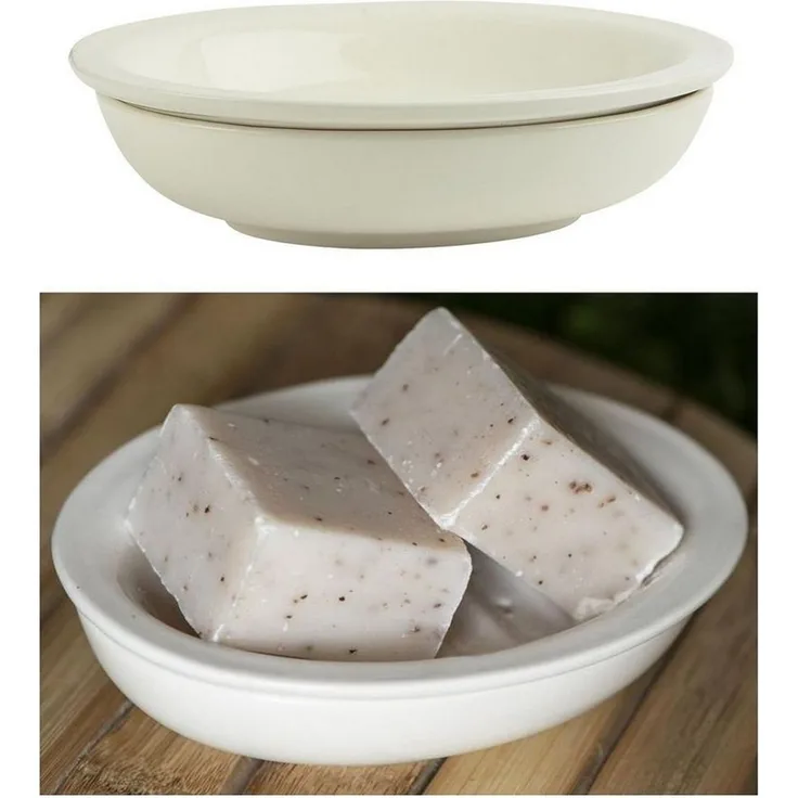 Ib Laursen - Seifenschale 2-tlg. mit Ablaufschale Keramik Cream Vintage 1970-11