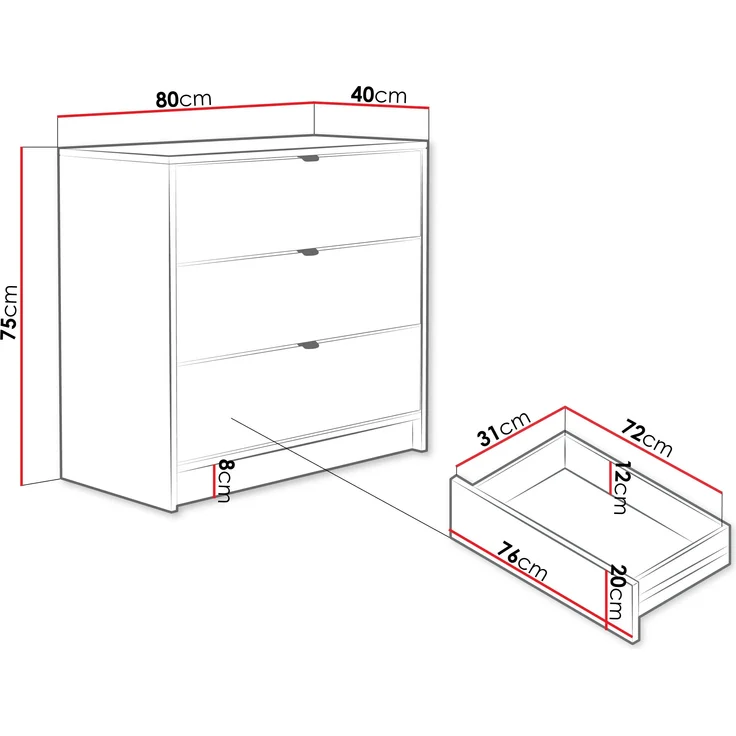 Kommode Tireno 3SZ (Farbe: Sandbeige) – Bild 5