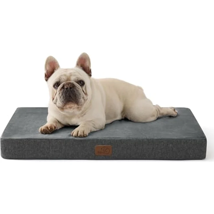 BEDSURE orthopädisches Hundekissen mittelgroße Hunde - 74 x 46 x 8 cm waschbares Hundebett mit 2 in 1 Memoryschaum, kuscheliges Hundematte Hundematratze in größe, dunkelgrau – Bild 2