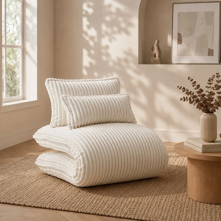 LVHOM Schlafsessel mit Bettfunktion, 227 cm Klappsessel Bodensessel mit Stahlrahmen, klappbarer Relaxsessel inkl. 2 Kissen, bis 150 kg belastbar, Cord Beige