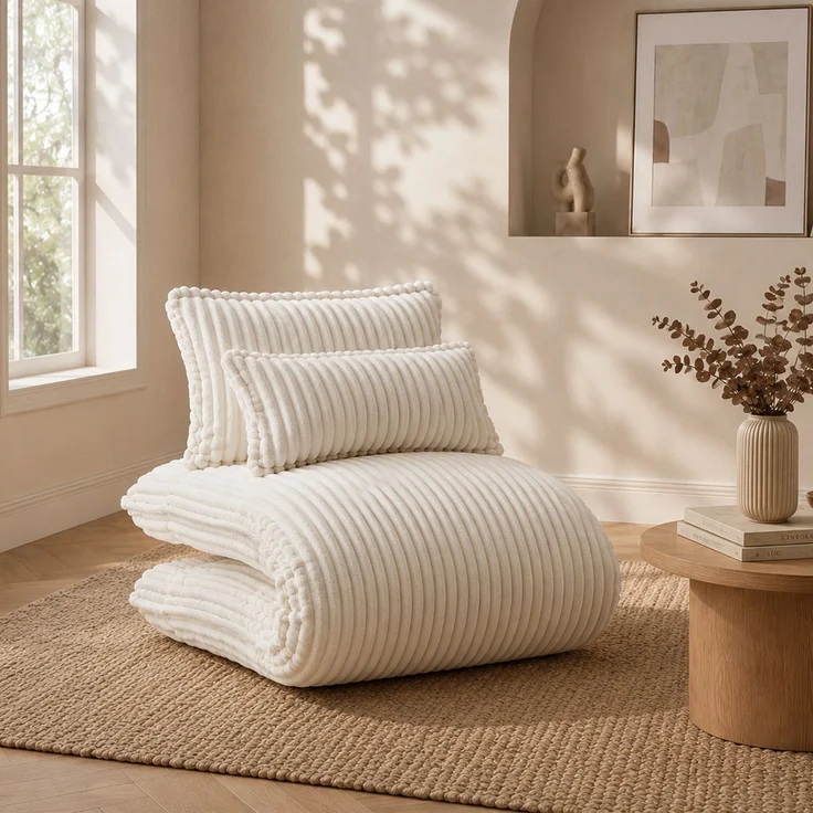 LVHOM Schlafsessel mit Bettfunktion, 227 cm Klappsessel Bodensessel mit Stahlrahmen, klappbarer Relaxsessel inkl. 2 Kissen, bis 150 kg belastbar, Cord Beige – Bild 1