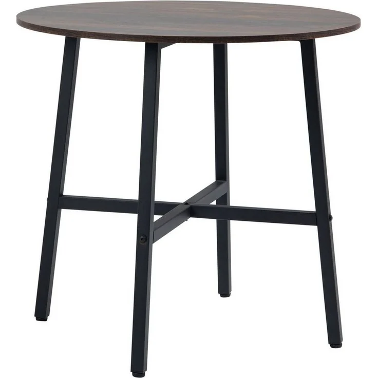 HOMCOM Esstisch Esszimmertisch für 4 Personen (Küchentisch, 1-St, Wohnzimmertisch), Stahl, Braun, Ø80 x 76 cm – Bild 1