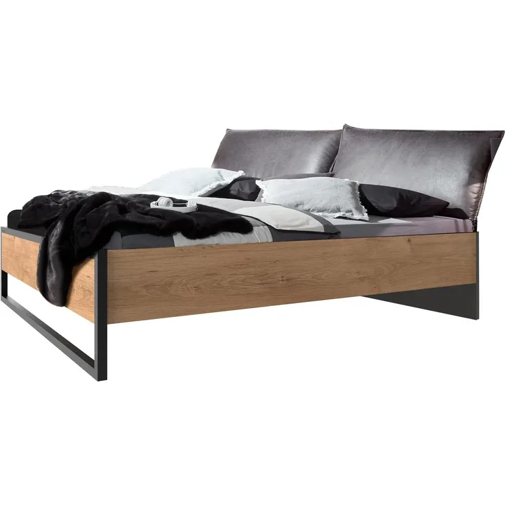 'Detroit' Futonbett, Plankeneiche / Metall mit Polster, 180x200 cm