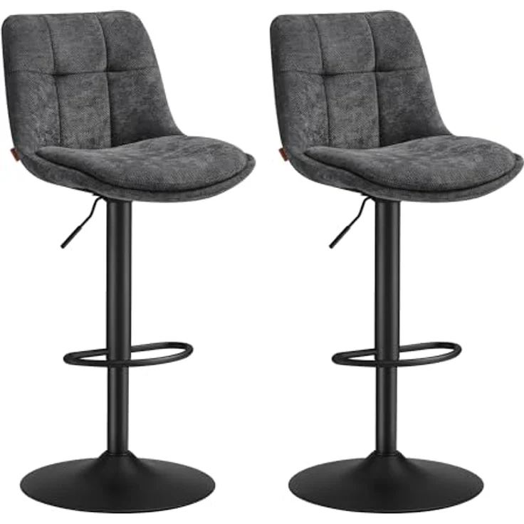 VASAGLE Barhocker 4er Set, Barstühle höhenverstellbar, drehbare Küchenhocker, mit Rückenlehne und Fußstütze, Esszimmer, Theke, Stahl, schiefergrau LJB495G02 – Bild 1