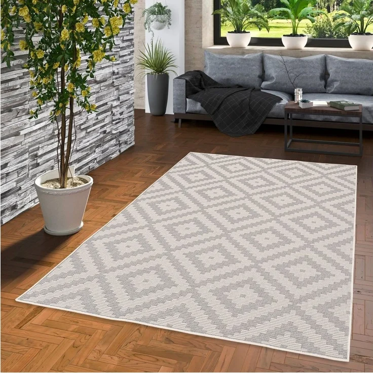 Pergamon Outdoorteppich In & Outdoor Teppich Marbella Fliesenoptik, Rechteckig, Höhe: 4 mm – Bild 2