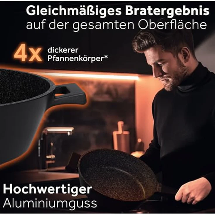 ZWIEGER Große Pfanne mit Deckel 28cm – Schmorpfanne 28 cm hoher Rand, Aluguss, vollflächiger Edelstahlboden, für alle Herdarten (inklusive Induktion) geeignet – Antihaft, PFOA- & PFOS-frei – Bild 6