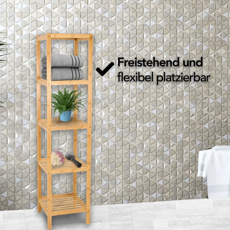 Brixy Badezimmerregal - Badezimmerschrank - 5-lagig - 141x33x33cm - Badezimmerschrank - Bambus – Bild 3