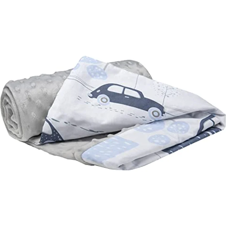 Medi Partners Babydecke Baby Decke Neugeborenen - Kuscheldecke Geschenk Babydecken 75x100cm für Kleinkinder Mädchen Krabbeldecke Kinderbett Kinderwagen 100% Baumwolle (Retro-Autos mit grauem Minky) – Bild 2