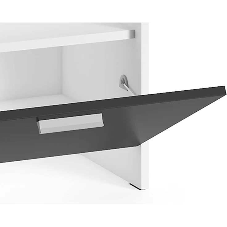 byLIVING Sitzbank BEN / Schuhschrank in matt weiß / Front schwarz / kleine Flur-Kommode mit Klappe und Einlegeboden / B 60, H 48, T 35 cm – Bild 6