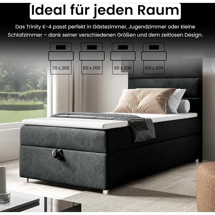 Best For Home Box Spring Bed with 7-Zone Bonell Spring Mattress, Box Spring Bed with Mattress and Storage Space – Bild 4